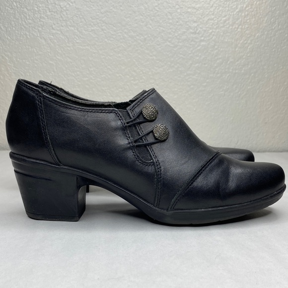 Clarks Shoes - Clarks Collection Emslie Warren Shootie Black Leather Heel Ankle Boots Size 7.5